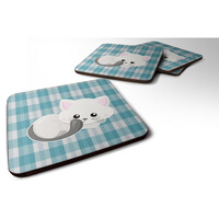 "Caroline's Treasures White Kitten Foam Coaster Set of 4, 3.5, Multicolor"