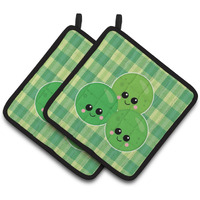 "Caroline's Treasures Three Peas Pair of Pot Holders, 7.5 x 7.5, Multicolor"