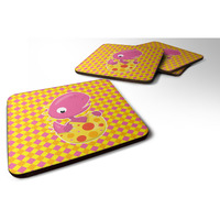 "Caroline's Treasures Baby T-Rex Dinosaur Hatching Foam Coaster Set of 4, 3.5, Multicolor"
