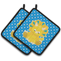 "Caroline's Treasures Triceratops Dinosaur Pair of Pot Holders, 7.5 x 7.5, Multicolor"