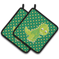 "Caroline's Treasures BB6895PTHD Iguanodon Dinosaur Pair of Pot Holders, 7.5 x 7.5"", Multicolor"