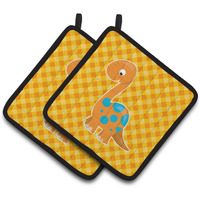 "Caroline's Treasures BB6896PTHD Brontosaurus Dinosaur Pair of Pot Holders, 7.5 x 7.5"", Multicolor"