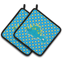 "Caroline's Treasures BB6897PTHD Stegosaurus Dinosaur Pair of Pot Holders, 7.5 x 7.5"", Multicolor"