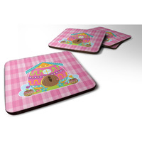 "Caroline's Treasures Easter Rabbit's House Foam Coaster Set of 4, 3.5, Multicolor"