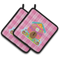 "Caroline's Treasures BB6899PTHD Easter Rabbit's House Pair of Pot Holders, 7.5 x 7.5"", Multicolor"