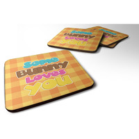 "Caroline's Treasures Easter Some Bunny Loves You Foam Coaster Set of 4, 3.5, Multicolor"