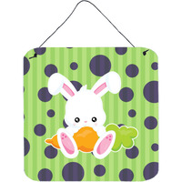 "Caroline's Treasures Easter Polkadot Rabbit Metal Print, 6"" x 6"", Multicolor"