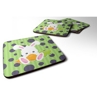 "Caroline's Treasures Easter Polkadot Rabbit Foam Coaster Set of 4, 3.5, Multicolor"