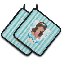 "Caroline's Treasures BB6905PTHD Fairy on Mushroom Pair of Pot Holders, 7.5 x 7.5"", Multicolor"
