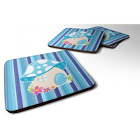 "Caroline's Treasures BB6911FC Fairy House Blue Stripes Foam Coaster Set of 4, 3.5"", Multicolor"