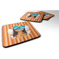 "Caroline's Treasures BB6913FC Fairy Orange Stripes Foam Coaster Set of 4, 3.5"", Multicolor"