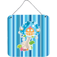 "Caroline's Treasures Fairy House Blue Stripes Metal Print, 6"" x 6"", Multicolor"