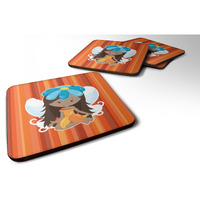 "Caroline's Treasures BB6915FC Fairy Orange Stripes Foam Coaster Set of 4, 3.5"", Multicolor"