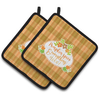 "Caroline's Treasures BB6920PTHD Fall Pumpkin Spice and Everything Pair of Pot Holders, 7.5 x 7.5"", Multicolor"
