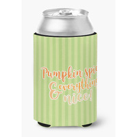 "Caroline's Treasures Fall Pumpkin Spice green Stripe Can or Bottle Hugger, Can Hugger, Multicolor"