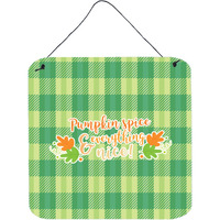 "Caroline's Treasures Fall Pumpkin Spice Gingham Metal Print, 6"" x 6"", Multicolor"