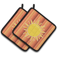 "Caroline's Treasures BB6924PTHD Sun with Stripes Pair of Pot Holders, 7.5 x 7.5"", Multicolor"