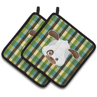 "Caroline's Treasures BB6925PTHD Dog Face Pair of Pot Holders, 7.5 x 7.5"", Multicolor"