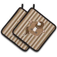 "Caroline's Treasures BB6927PTHD Horse Face Pair of Pot Holders, 7.5 x 7.5"", Multicolor"
