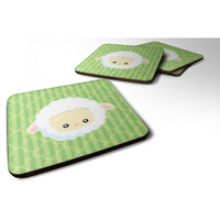 "Caroline's Treasures Sheep Lamb Face Foam Coaster Set of 4, 3.5, Multicolor"
