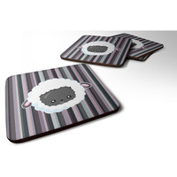"Caroline's Treasures black Sheep Lamb Face Foam Coaster Set of 4, 3.5, Multicolor"