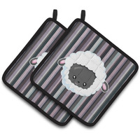 "Caroline's Treasures BB6931PTHD Black Sheep Lamb Face Pair of Pot Holders, 7.5 x 7.5"", Multicolor"
