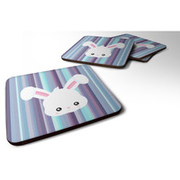"Caroline's Treasures Rabbit Face Foam Coaster Set of 4, 3.5, Multicolor"
