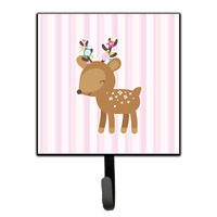 "Caroline's Treasures Deer in Pink Stripes Wall Hook, Small, Multicolor"