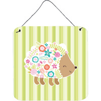 "Caroline's Treasures Flowered Hedgehog Metal Print, 6"" x 6"", Multicolor"