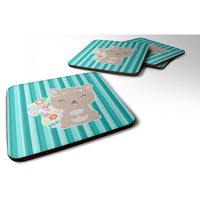 "Caroline's Treasures Flowered Squirrel Foam Coaster Set of 4, 3.5, Multicolor"