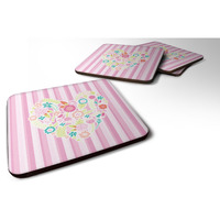 "Caroline's Treasures Flowered Heart Foam Coaster Set of 4, 3.5, Multicolor"