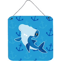 "Caroline's Treasures Hammerhead Shark on Anchors Metal Print, 6"" x 6"", Multicolor"