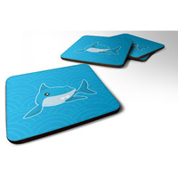 "Caroline's Treasures Shark with Waves Foam Coaster Set of 4, 3.5, Multicolor"