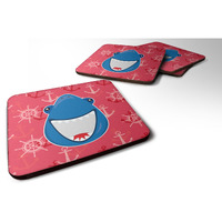 "Caroline's Treasures Shark Wide Open Foam Coaster Set of 4, 3.5, Multicolor"