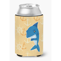 "Caroline's Treasures Shark On Beige Nautical Can or Bottle Hugger, Can Hugger, Multicolor"