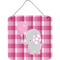 "Caroline's Treasures Elephant with Pink Balloon Metal Print, 6"" x 6"", Multicolor"