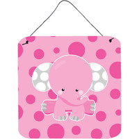 "Caroline's Treasures Elephant with Pink Polkadots Metal Print, 6"" x 6"", Multicolor"