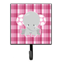 "Caroline's Treasures Elephant Pink Gingham Wall Hook, Small, Multicolor"