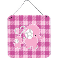 "Caroline's Treasures Elephant and Baby Metal Print, 6"" x 6"", Multicolor"