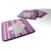 "Caroline's Treasures Elephant On Stripes Foam Coaster Set of 4, 3.5, Multicolor"