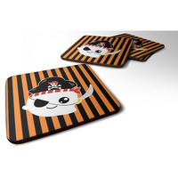 "Caroline's Treasures Halloween Ghost Pirate Foam Coaster Set of 4, 3.5, Multicolor"
