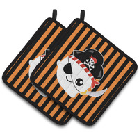 "Caroline's Treasures BB6957PTHD Halloween Ghost Pirate Pair of Pot Holders, 7.5 x 7.5"", Multicolor"