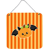 "Caroline's Treasures Halloween Pumpkin Bat Metal Print, 6"" x 6"", Multicolor"
