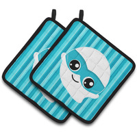"Caroline's Treasures BB6963PTHD Halloween Ghost Superhero Pair of Pot Holders, 7.5 x 7.5"", Multicolor"