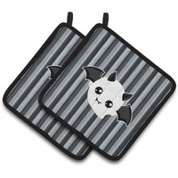 "Caroline's Treasures BB6964PTHD Halloween Ghost Bat Pair of Pot Holders, 7.5 x 7.5"", Multicolor"