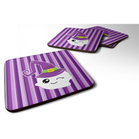 "Caroline's Treasures Halloween Ghost Witch Foam Coaster Set of 4, 3.5, Multicolor"