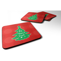 "Caroline's Treasures Christmas Tree Red green Foam Coaster Set of 4, 3.5, Multicolor"