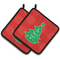 "Caroline's Treasures BB6971PTHD Christmas Tree Red Green Pair of Pot Holders, 7.5 x 7.5"", Multicolor"