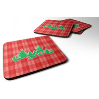 "Caroline's Treasures Christmas Tree Reindeer Red Foam Coaster Set of 4, 3.5, Multicolor"