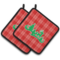 "Caroline's Treasures BB6972PTHD Christmas Tree Reindeer Red Pair of Pot Holders, 7.5 x 7.5"", Multicolor"